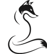 Stylized fox silhouette on black background