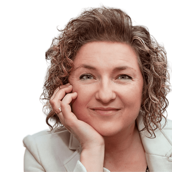 Smiling woman with curly hair