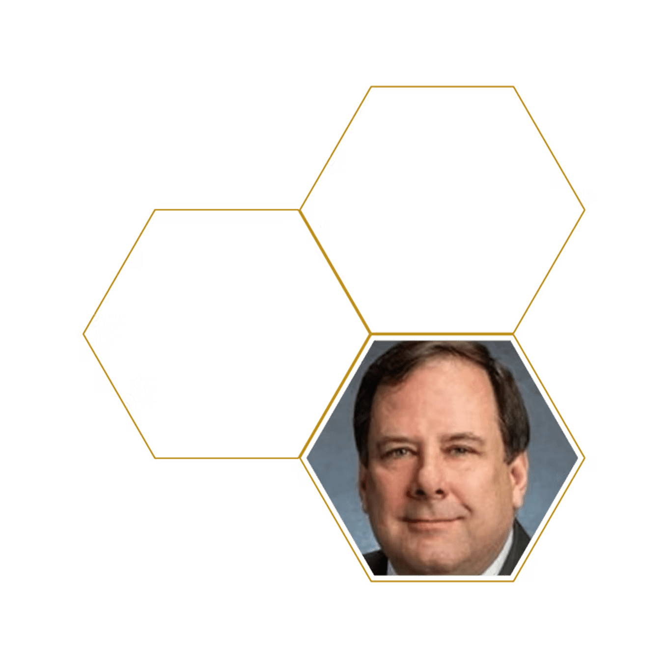 Man's photo in hexagon frame
