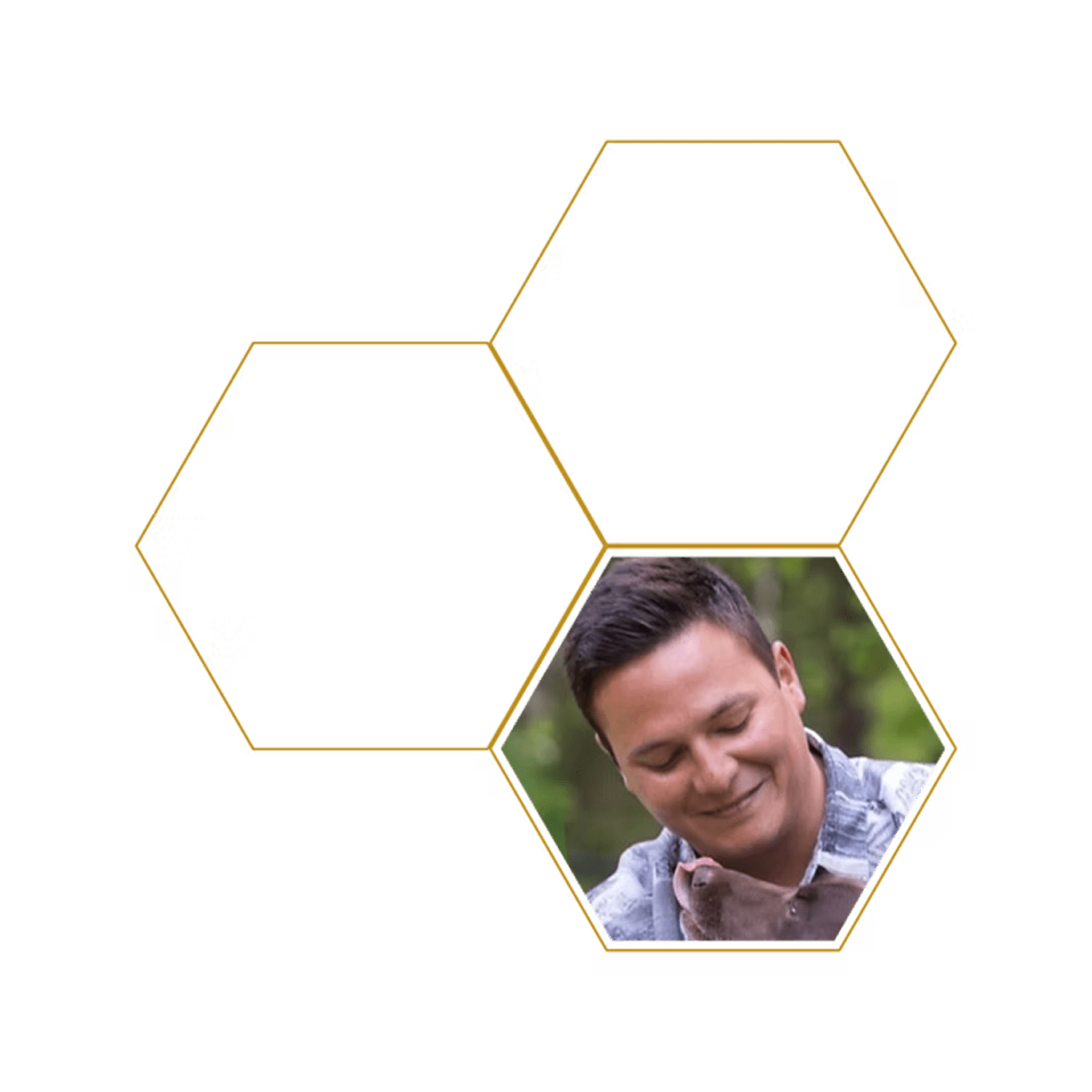 Person smiling at a small animal