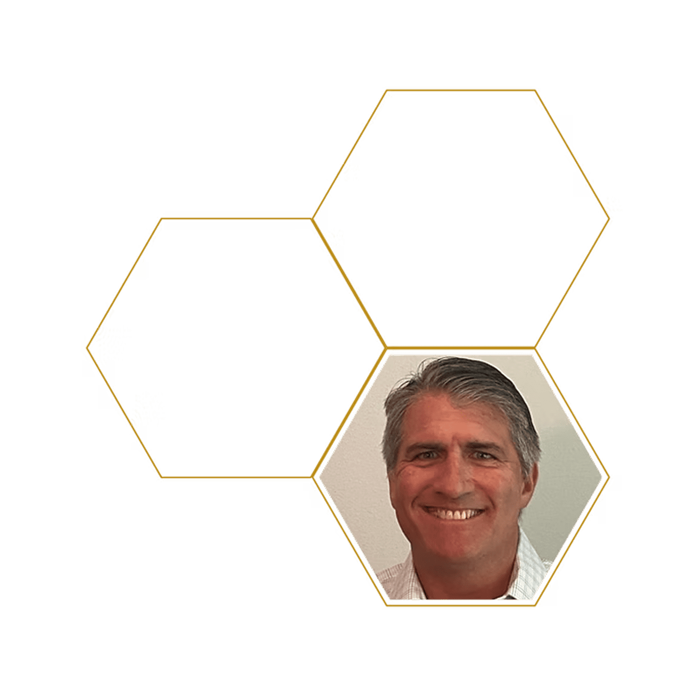 Portrait within hexagonal frame on black background