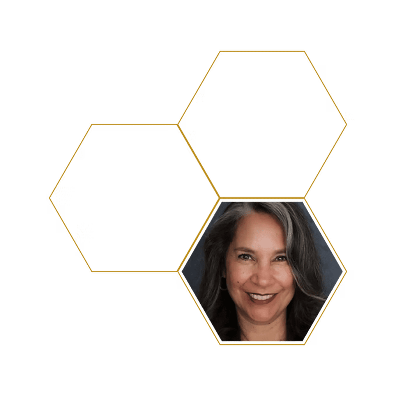 Hexagon design featuring woman's face