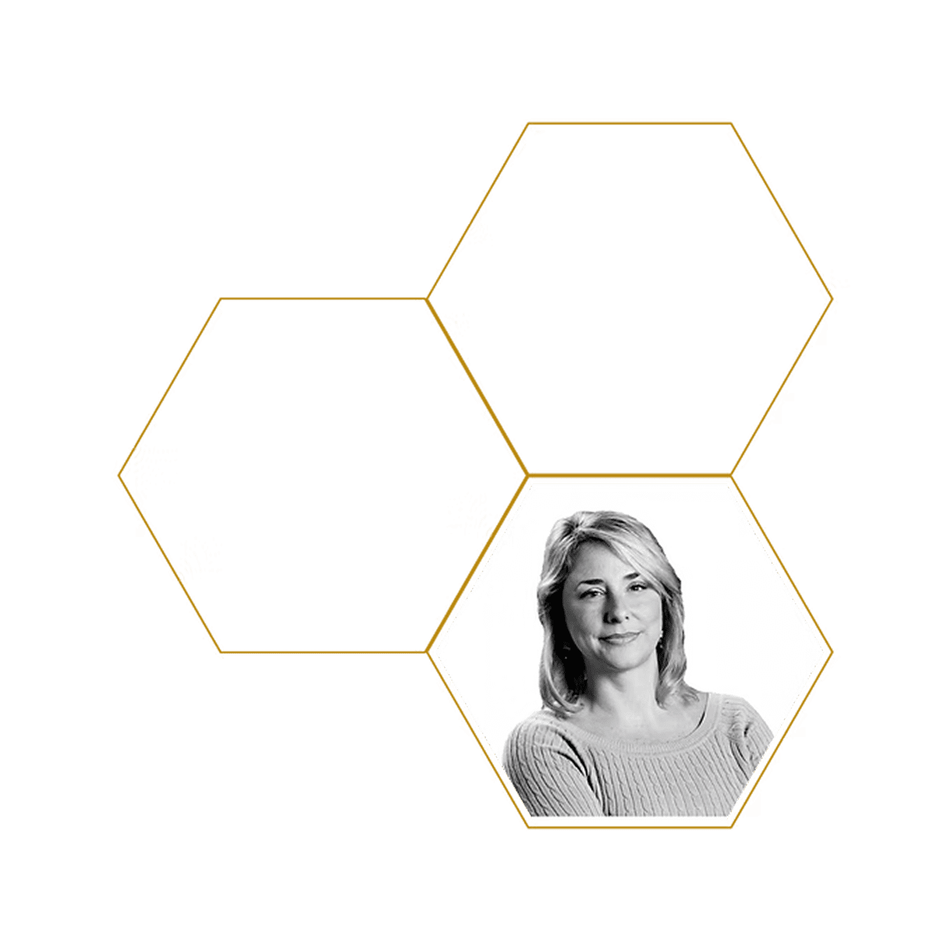 Black and white portrait in hexagon