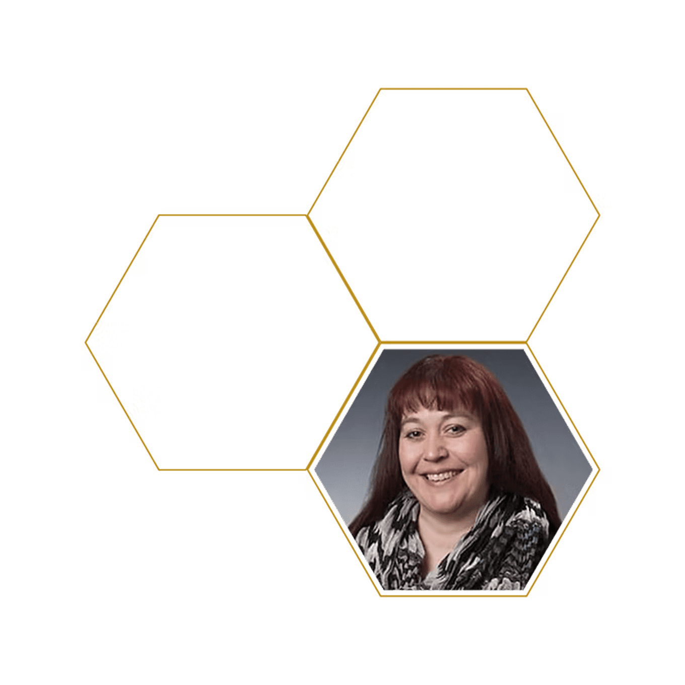 Hexagon design featuring woman's photo