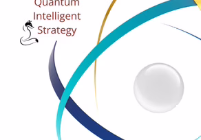 Logo of Quantum Intelligent Strategy with dynamic swooshes and a sphere.