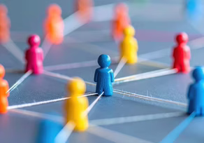Network of colorful connected figures