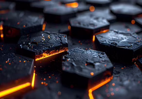 Illuminated industrial hexagon pattern with cracks